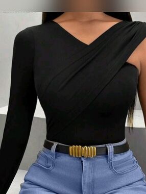 One-Shoulder Wrap Sleeve Top